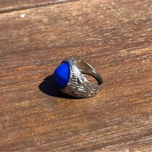 Silver Ring with Blue Gem